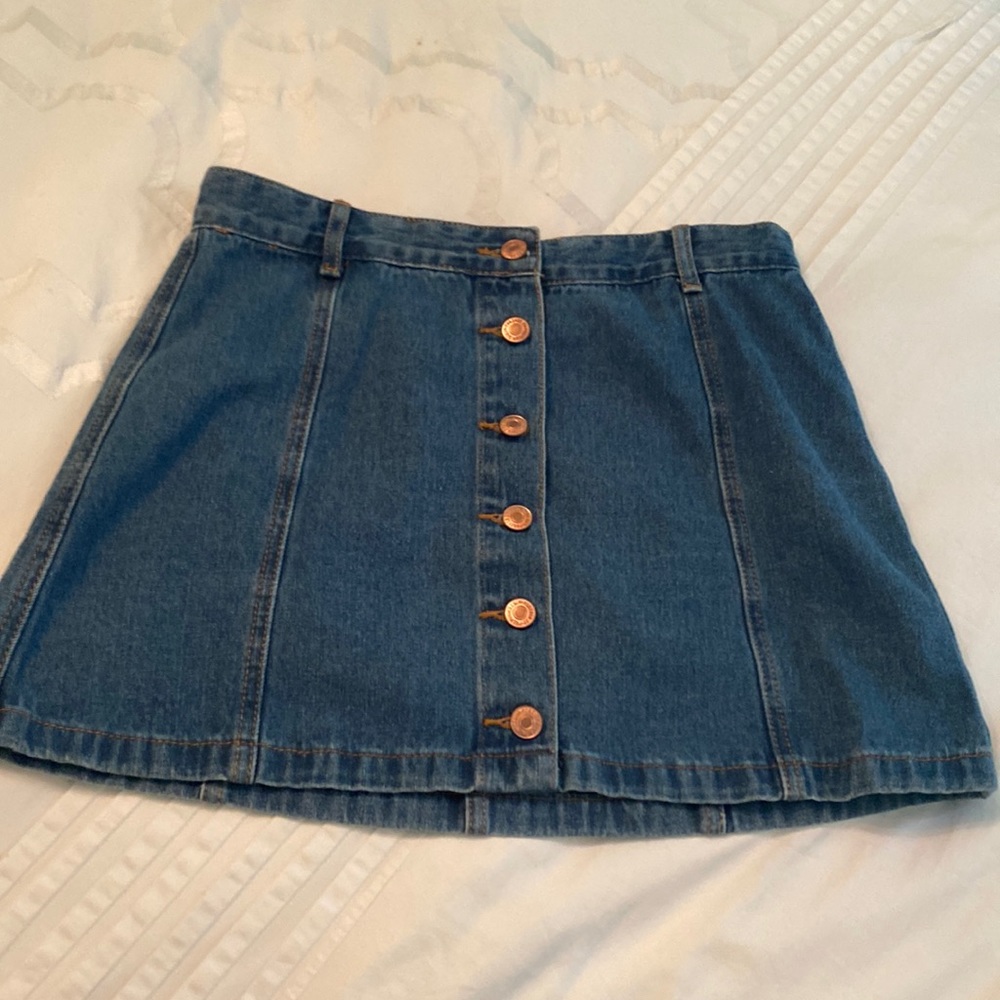 Multi-Button Jean Skirt
